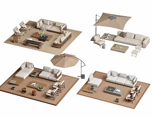 3D Camping Patio Furniture Outdoor sofa Beach Umbrella