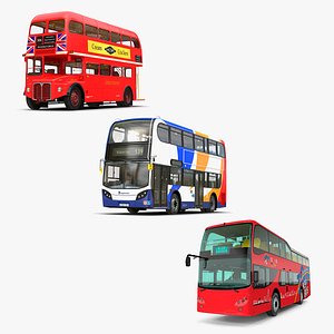 Double Decker Buses Collection 3D model