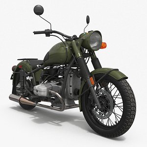 Classic Retro Motorcycle Green 3D model
