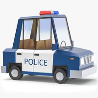 Stylized Police Car Low Poly 3D Model