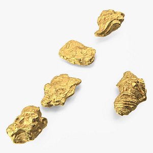 Gold Natural Minerals Small Stones 3D model
