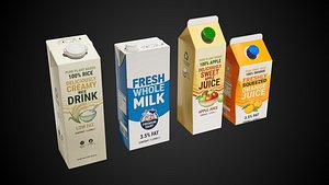Beverage Carton Box Pack Props 3D model