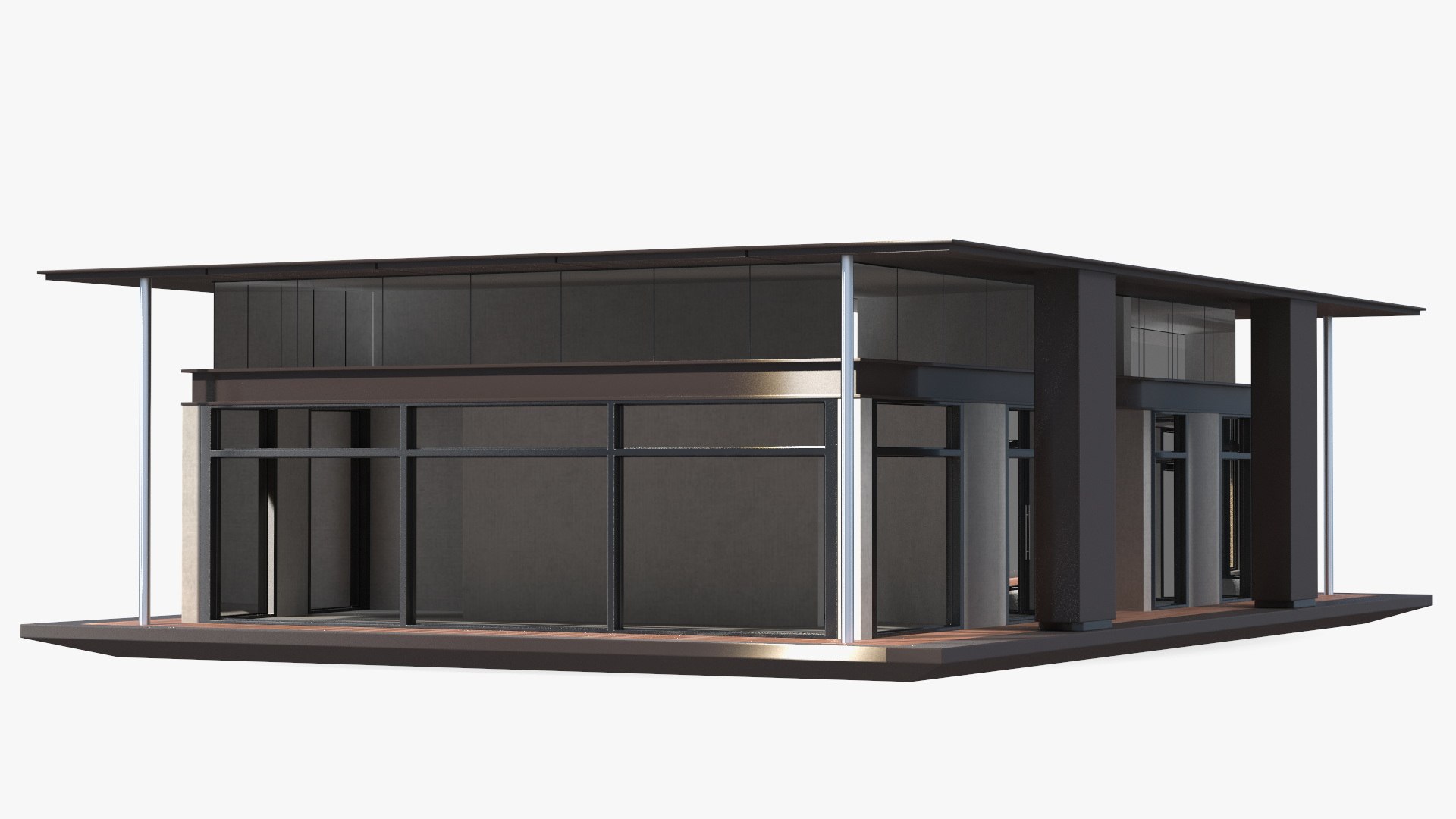 Modern House with Panoramic Windows 3D model preview
