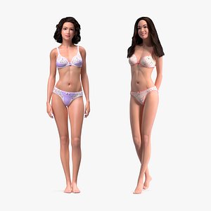 3D model Asian Women in Lingerie Collection
