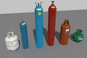 pack industrial gas cylinders 3D model
