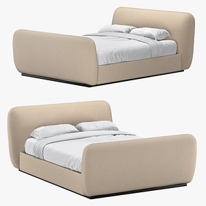 3D model LOTUS FABRIC PANEL PLATFORM BED WITH FOOTBOARD