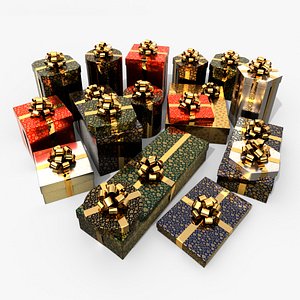 Gift Boxes - Complete Assortment with Glossy Ribbon Rosette
