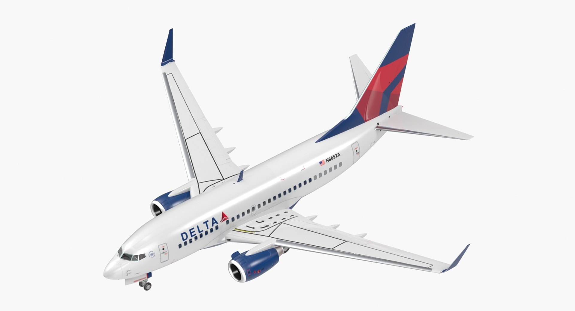 Boeing 737-600 Delta Air Lines Rigged 3D Model 3D model preview