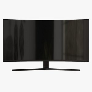 Wide Monitor Workspace with a Minimalist and Modern Design Low-poly 3D model 3D