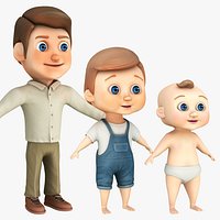 Cartoon Father Boy and Baby Collection