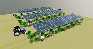 3D Lowpoly Agricultural Solar Energy Systems Type-1 model