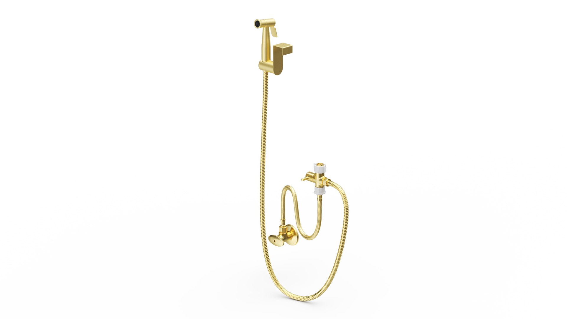 Toilet Tank Mounted Gold Handheld Bidet Sprayer 3D model preview