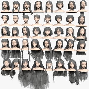 40 hairstyles collection 3D model
