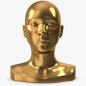 Woman Mannequin Head Statue Eyes Closed Golden