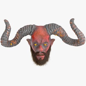 Demon Head with Horns Fur 3D