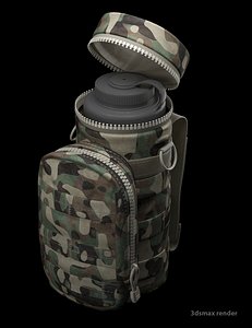 3d model water bottle pouch military camouflage
