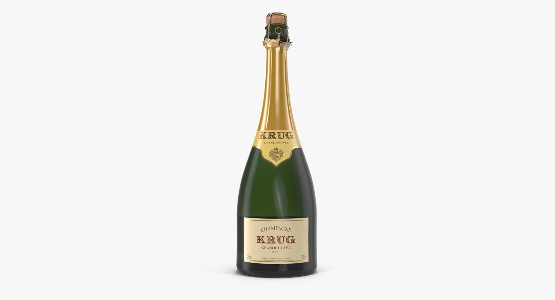 Champagne Bottle Krug Foil Top Opened 3D model preview