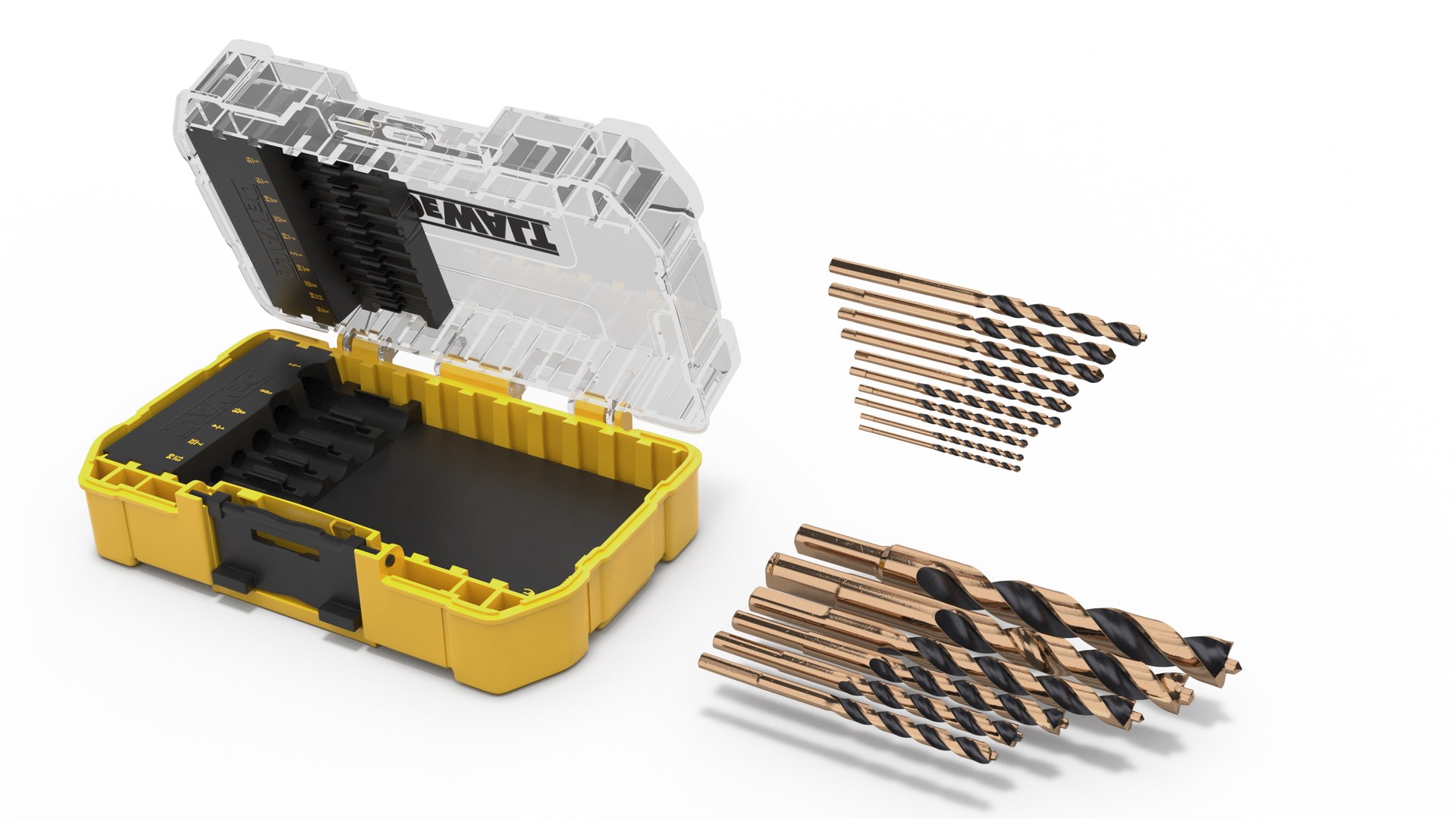 3D DeWalt Black and Gold HSS Drill Bit Set with Case - TurboSquid 2075438