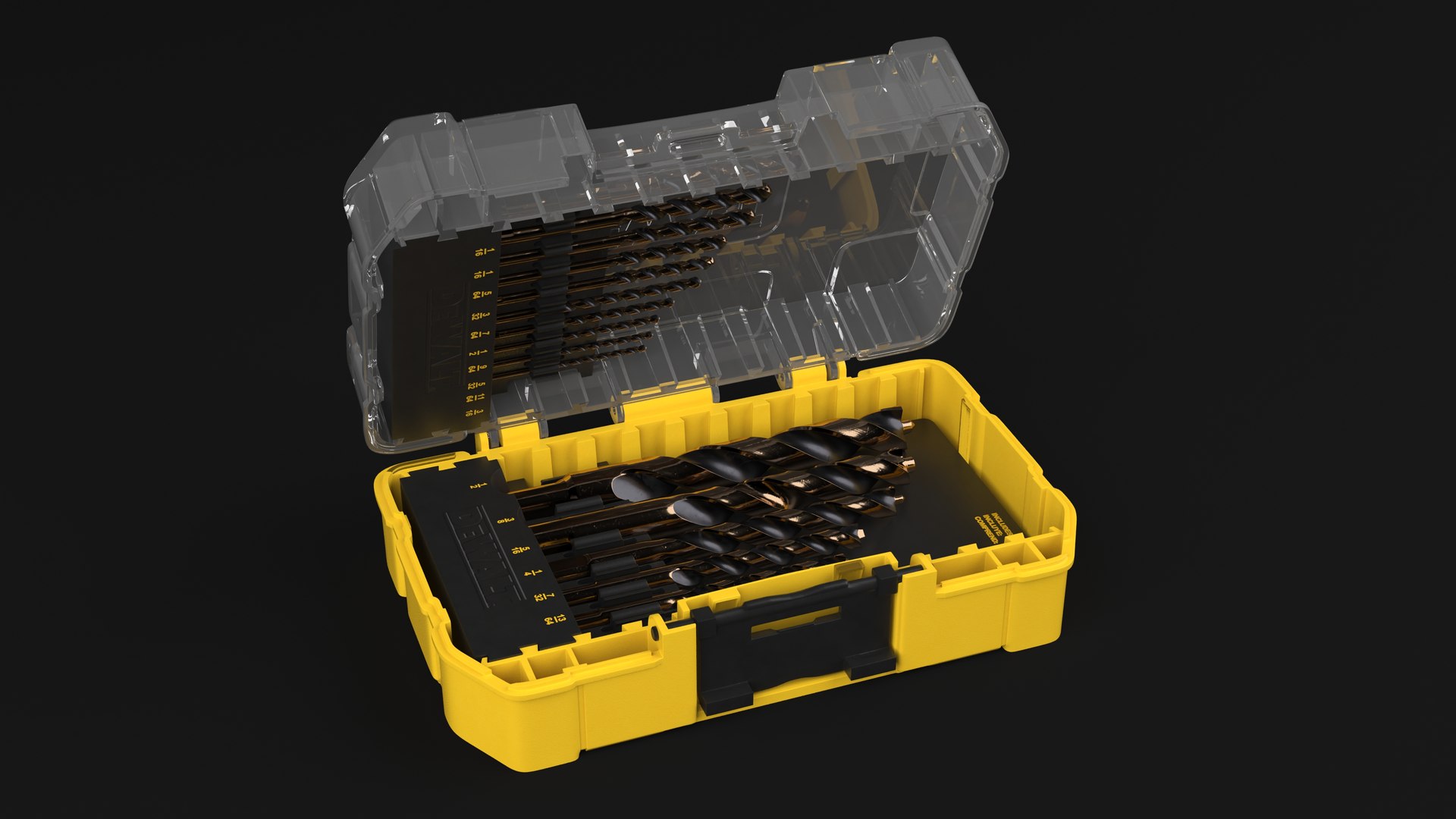 3D DeWalt Black And Gold HSS Drill Bit Set With Case - TurboSquid 2075438