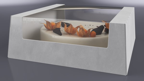 modelo 3d Caja de ventana transparente con pastel minimalista con ...