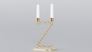 Alphabet Z Gold Chain Candleholder 3D Model True PBR Renders Zero Cleanup UVs 4K PBR Textures 3D