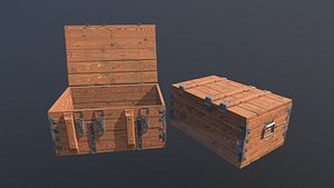 3D wooden box model