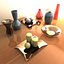 10 accesorios decorativos: jarrones decorados variados, nichnacks, sujetalibros, velas y tazones