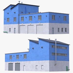 3D Industrial Building 15 Blue