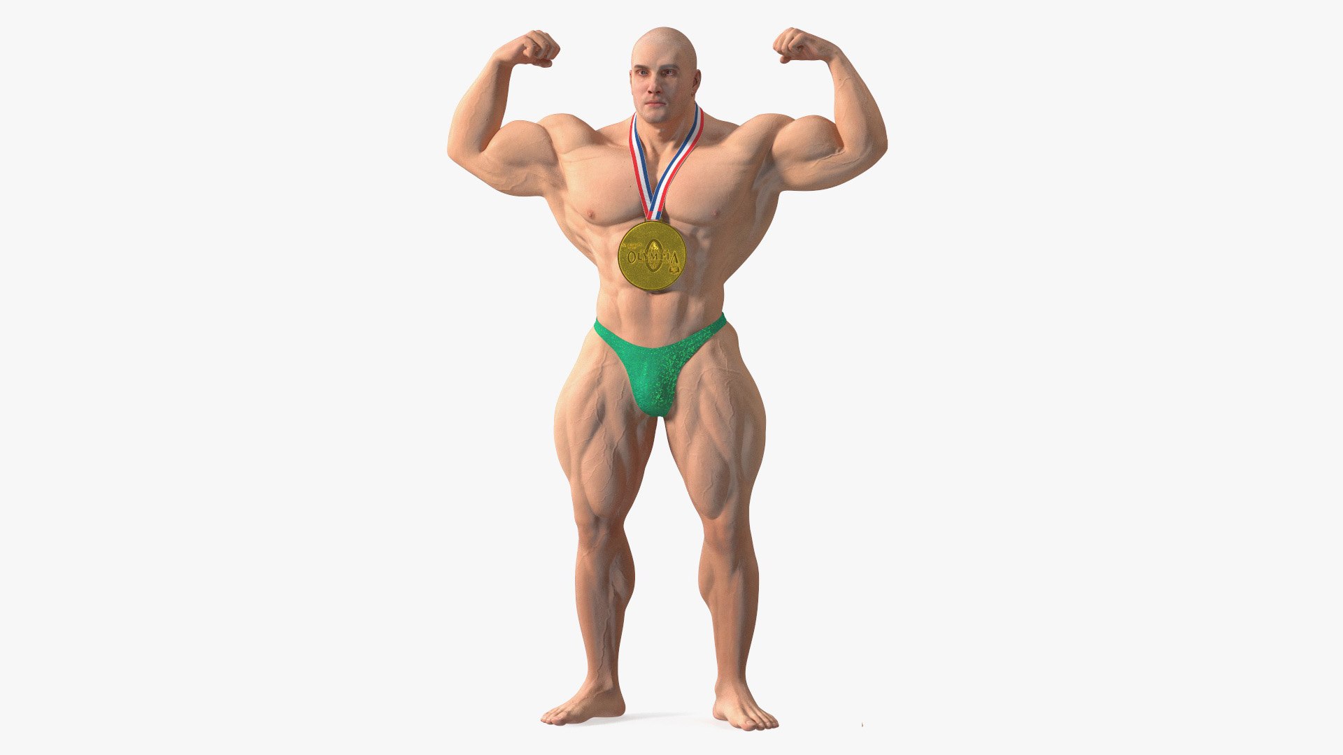 Muscular Bodybuilder Athlete Man Rigged for Cinema 4D 3D model preview