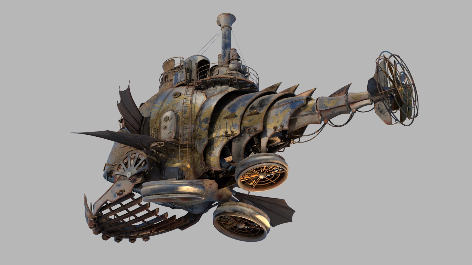 3D Steampunk Submarine-Hovercraft With PBR Materials - TurboSquid 1842710