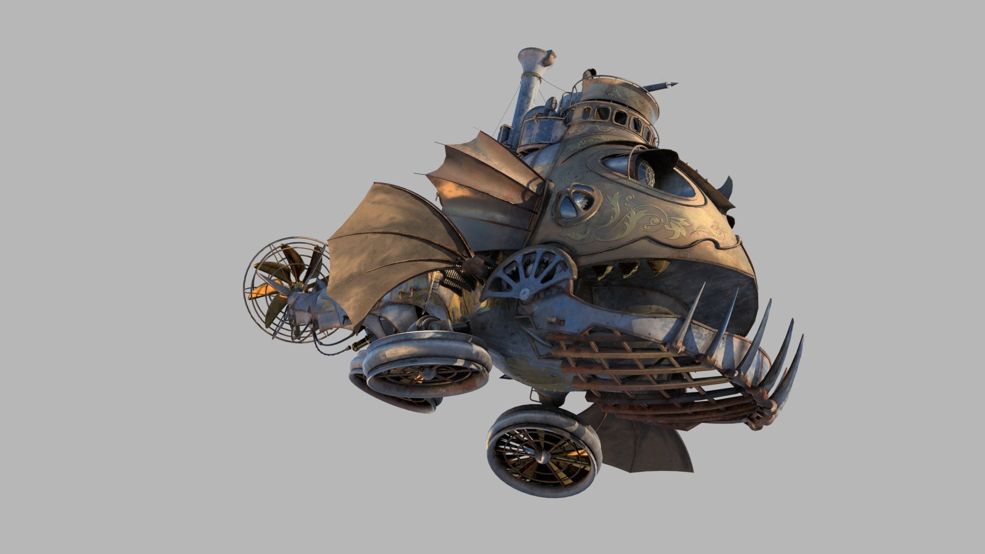 3D Steampunk Submarine-Hovercraft With PBR Materials - TurboSquid 1842710