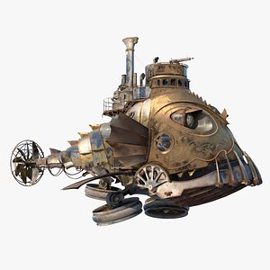 Steampunk Submarine-Hovercraft with PBR Materials