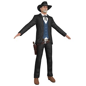 cowboy revolver hat 3D