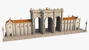 3D Ancient Wall Arch Gate model