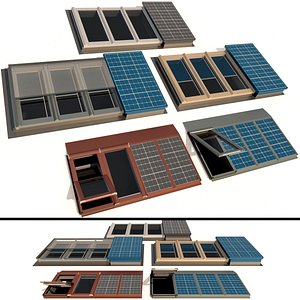 skylights solar panels windows 3D model