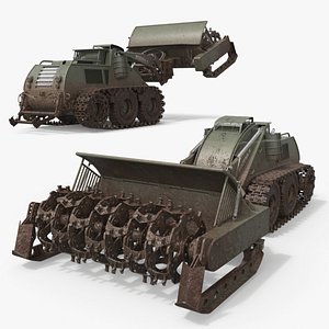 Bozena 5 Armored Flail Demining Robot Military Green Used Rigged