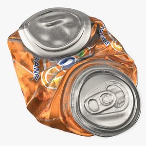 3D Fanta Crushed Soda Can Orange Used