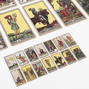 3D model Rider Waite Suit of Pentacles Tarot Cards