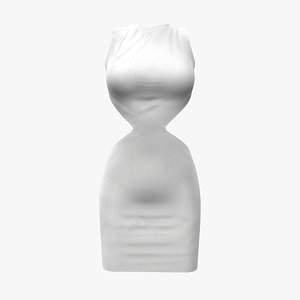 White Bare Back Dress 3D