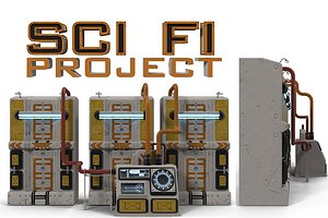 3d model sci fi control cabinet