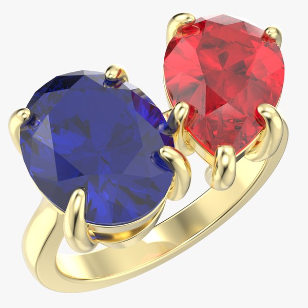 3D Cocktail Ring Design Sapphire Oval - Pear Ruby Gesmtone-JCNP-03 3D PRINT MODEL
