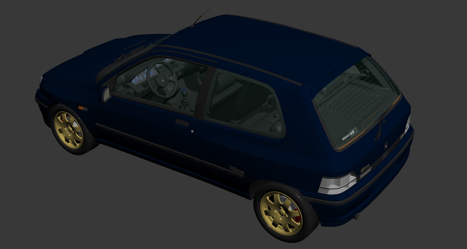 3D Renault Clio Williams model https://p.turbosquid.com/ts-thumb/ZV/rp29Nz/hq/17/jpg/1690715571/1920x1080/fit_q87/554bdc65a72d4f90d900134ca1d914b7b168473b/17.jpg