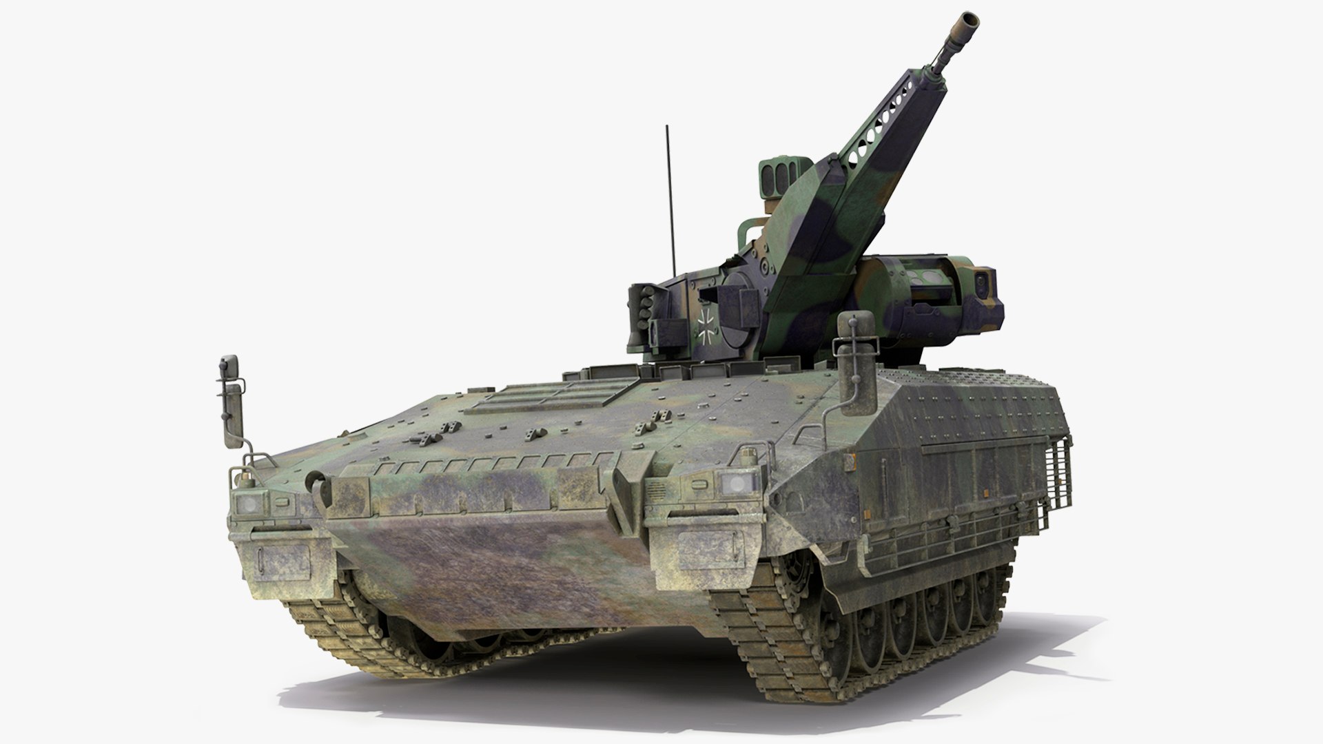 Puma German IFV Military Tank Green Dirty Rigged 3D model preview