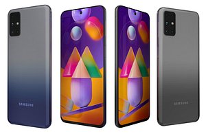 3D Samsung Galaxy M31s Mirage Black And Mirage Blue Low Poly