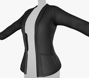 3D Female Black Jacket Style 2