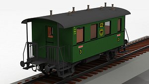 3D Wooden Train Carriage model