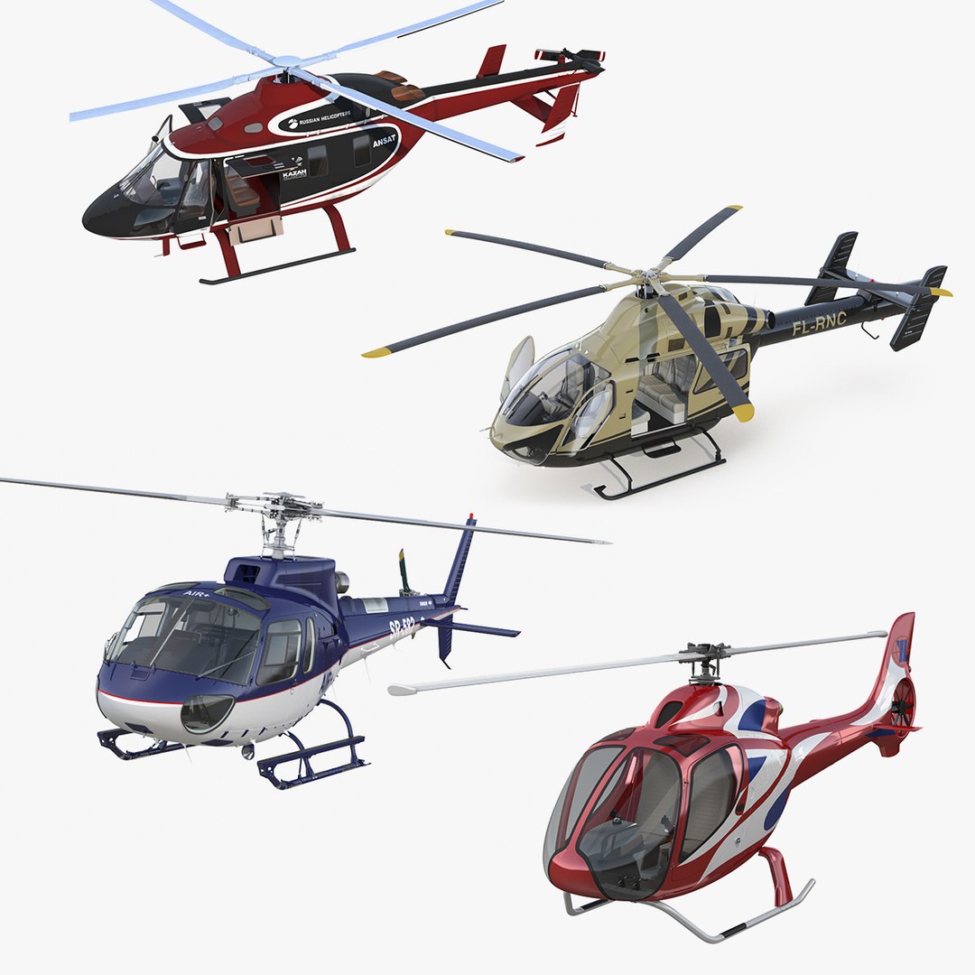 Private Helicopters Collection 4 3D model preview