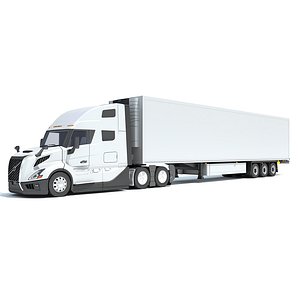 3D 2024 Semi Truck with Refrigerator Trailer model