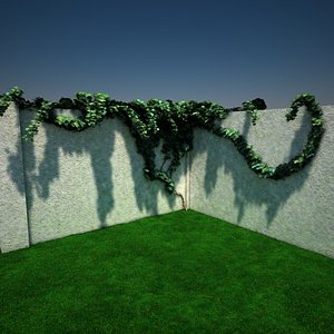 Fence Corner Section with ivy v02
