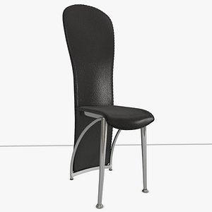 modern dining chair black leather 3d obj